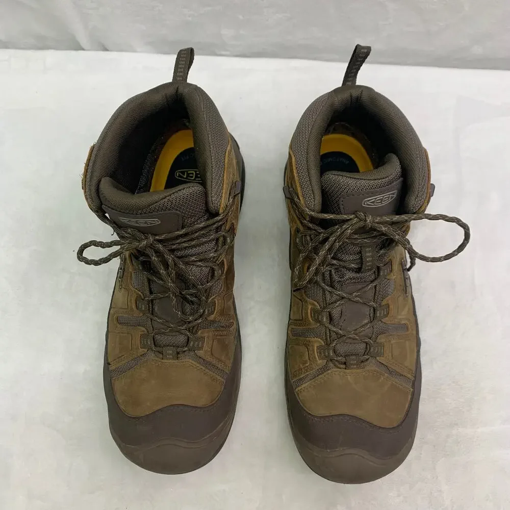 Keen Mens Sz 14 Circadia Mid Waterproof Hiking Boots Leather Bison Brindle